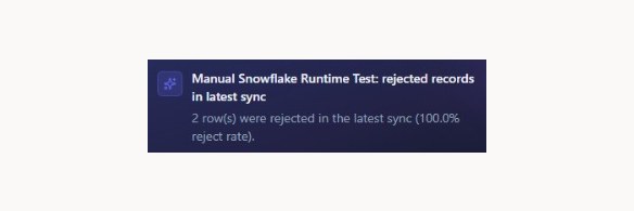 Nova alert: rejected records in the latest sync, with the reject rate