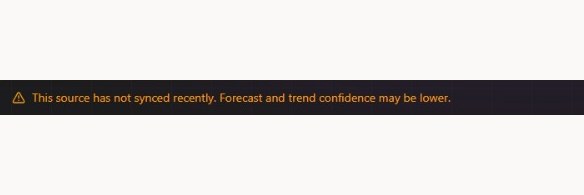 Nova dashboard warning: this source has not synced recently; forecast and trend confidence may be lower